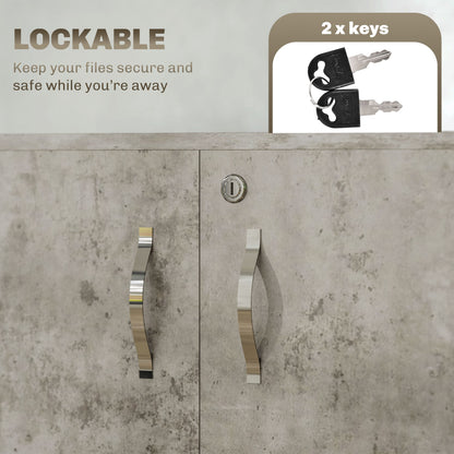 2-Tier Locking Filing Cabinet Office Storage Cabinet, Grey