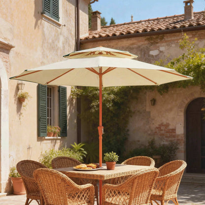 2.7 m Garden Parasol with Double Top, Cream White