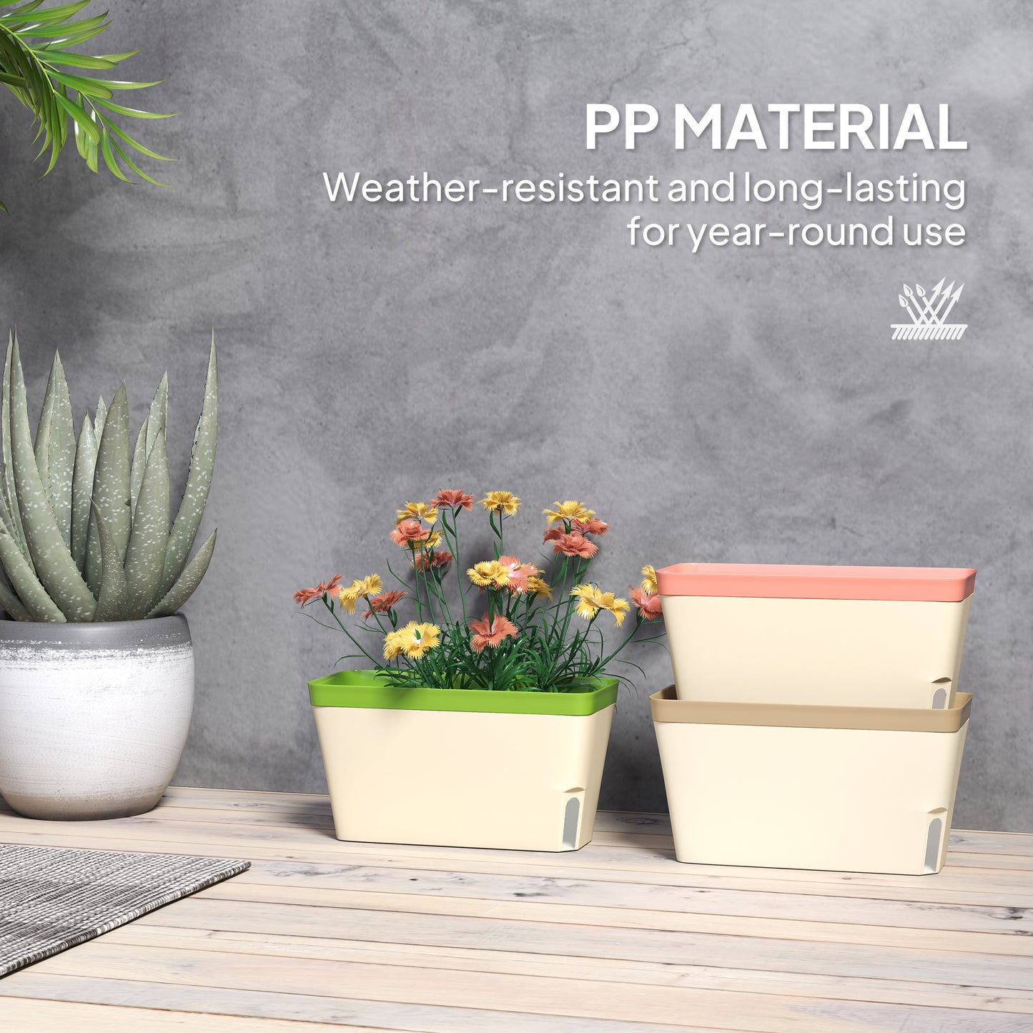 3 Pcs Self Watering Plant Pots w/ Visual Water Level Window
