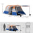 Camping Tent, Large Tunnel Tent with Bedroom and Living Area, 2000mm Waterproof, Portable with Bag for 2-3 Man, Orange