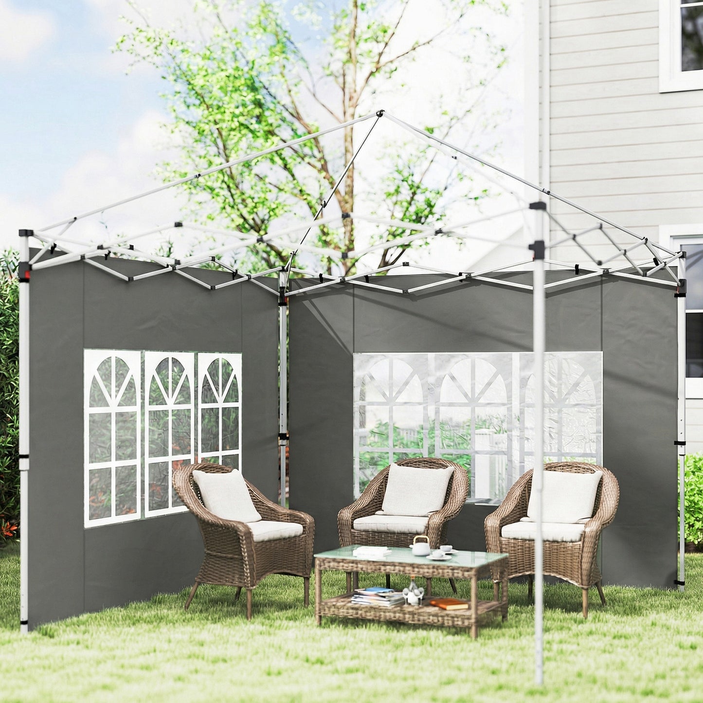 Gazebo Side Panels for 3x3(m) or 3x4m Pop Up Gazebo, Dark Grey
