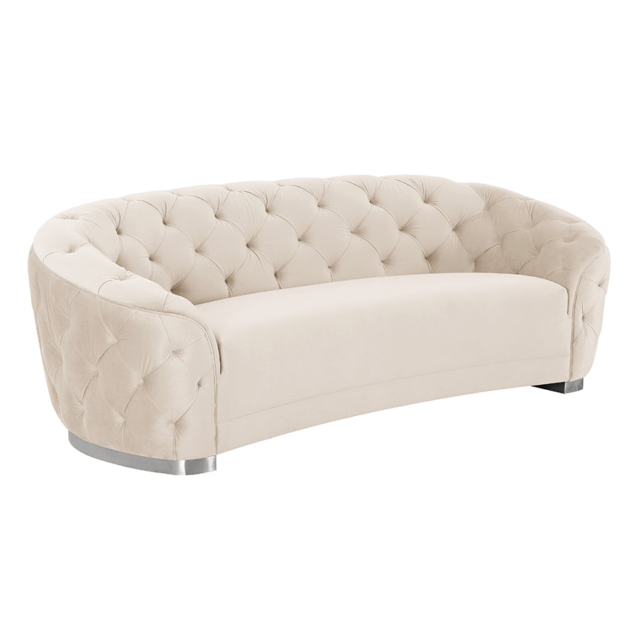 Fairfield Three Seat Sofa - Chalk - Silver base