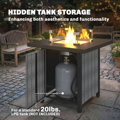 Propane Gas Fire Pit Table for Garden, 11.7 KW Smokeless Firepit