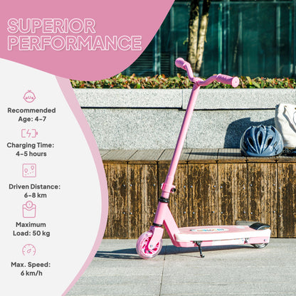 Electric Scooter for Kids 4-7, with Auxiliary Rear Wheels, Pink