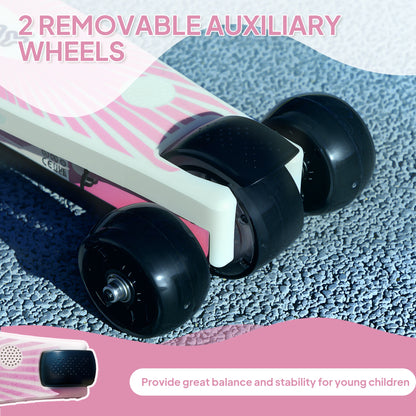 Electric Scooter for Kids 4-7, with Auxiliary Rear Wheels, Pink