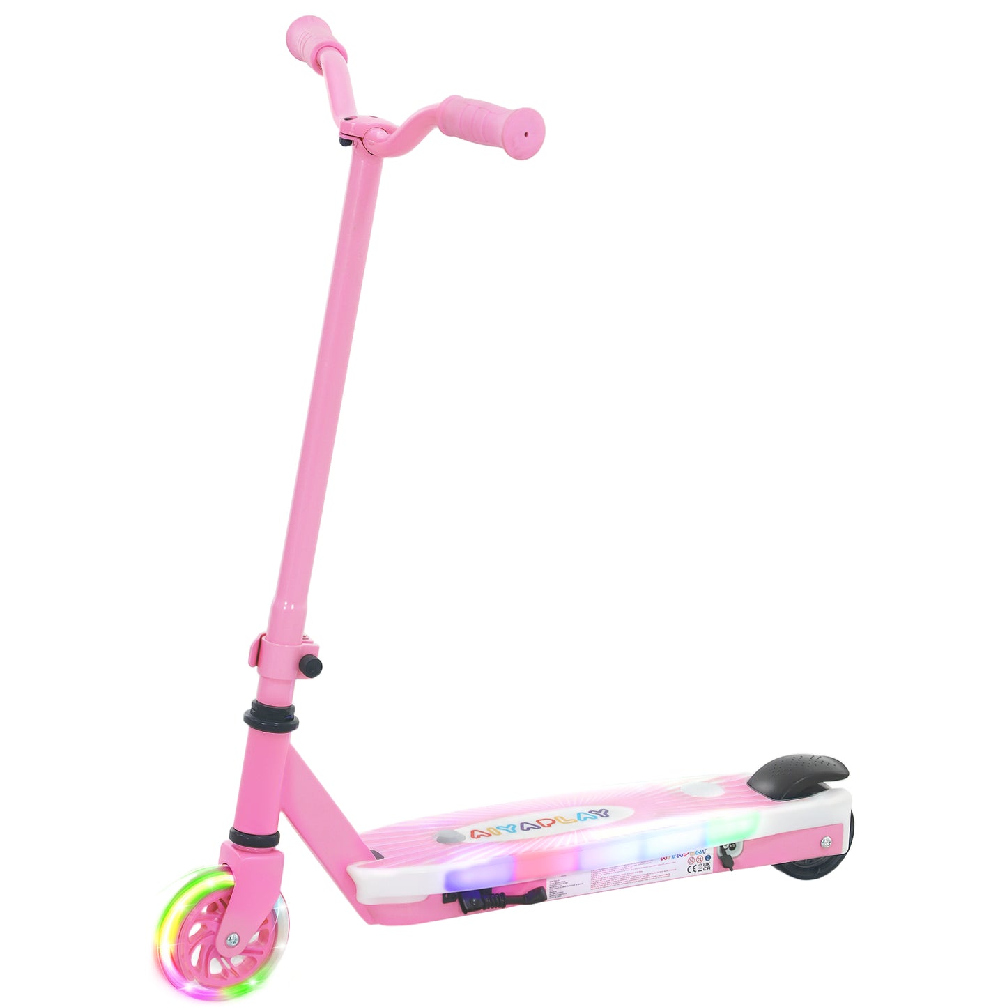 Electric Scooter for Kids 4-7, with Auxiliary Rear Wheels, Pink