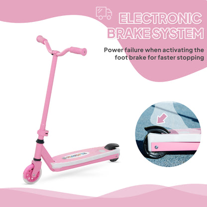 Electric Scooter for Kids 4-7, with Auxiliary Rear Wheels, Pink