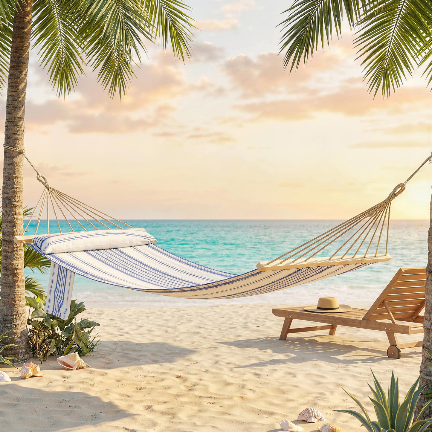 Cotton Hammock, Soft Portable Swing Chair w/ Headrest