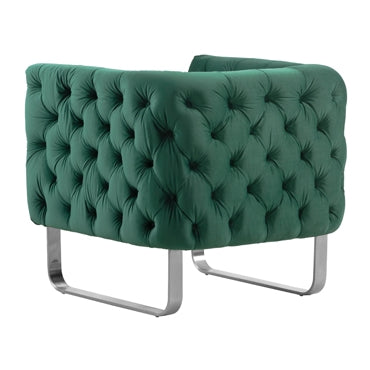 Grosvenor Armchair - Bottle Green - Brushed Silver