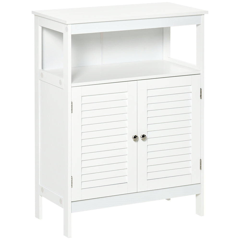 kleankin Freestanding Bathroom Storage Cabinet Organizer Cupboard with Double Shutter Doors Wooden Furniture White