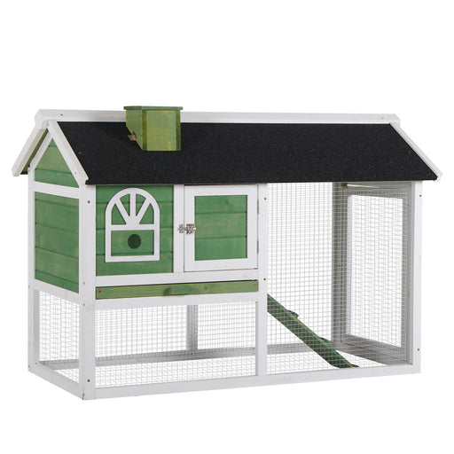 Rabbit Hutch Wood Bunny Cage for Outdoor Indoor w/ Pull Out Tray Ramp