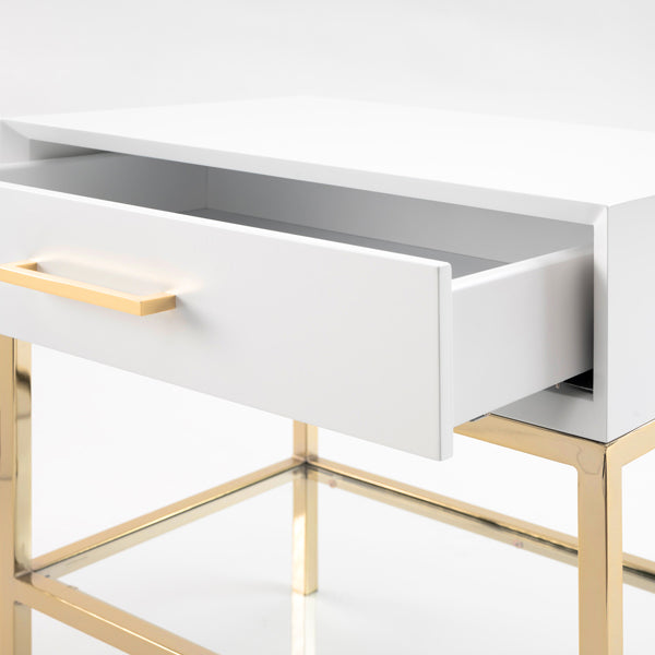 Duo White Bedside Table