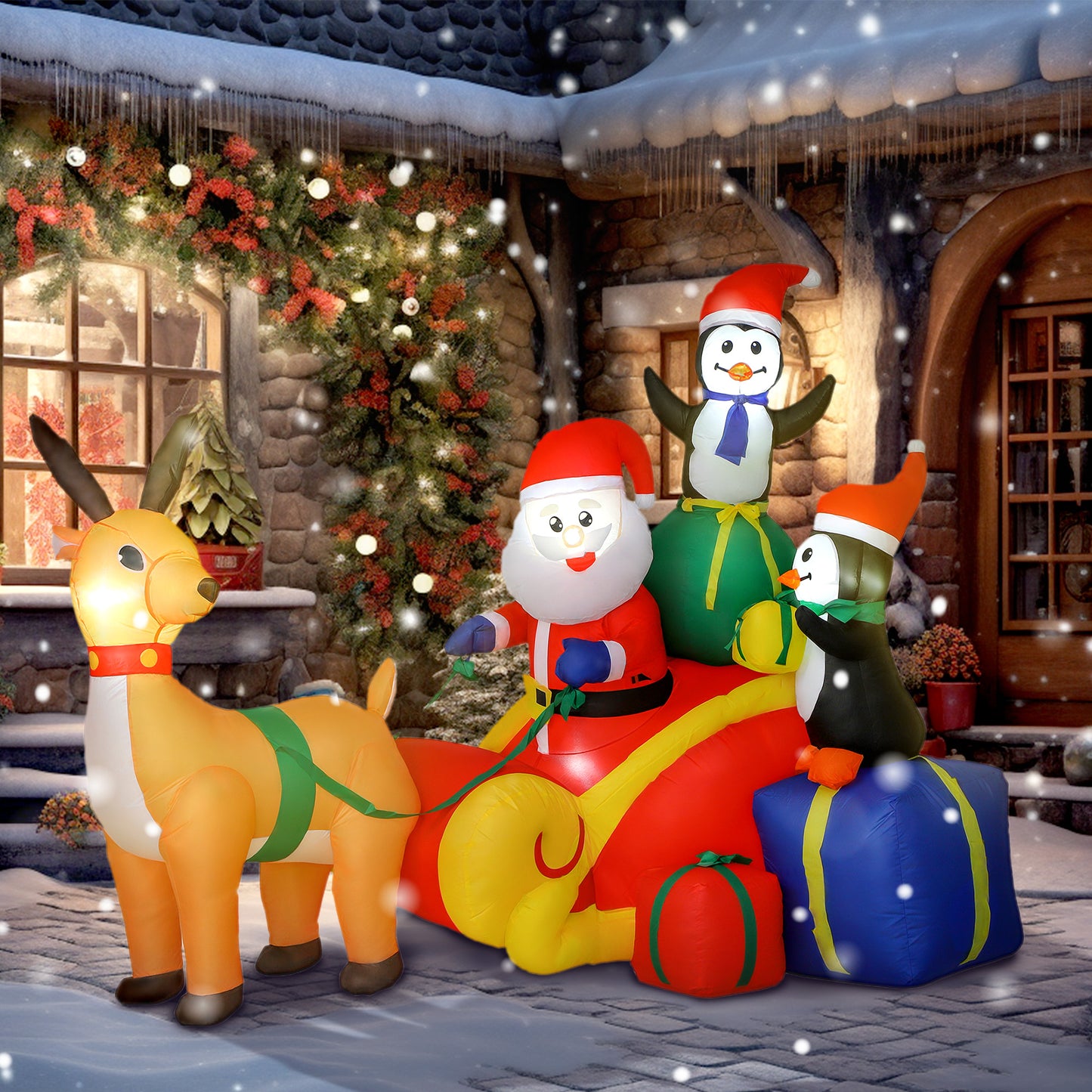 Blow Up Outdoor Christmas Decoration with Built-in LED Lights