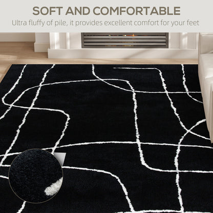 High Pile Modern Shaggy Rug, Soft Floor Carpet 120 x 170 cm, Black