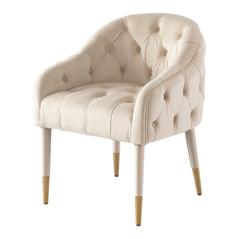 Sophia Dining Chair - Chalk - Brass caps