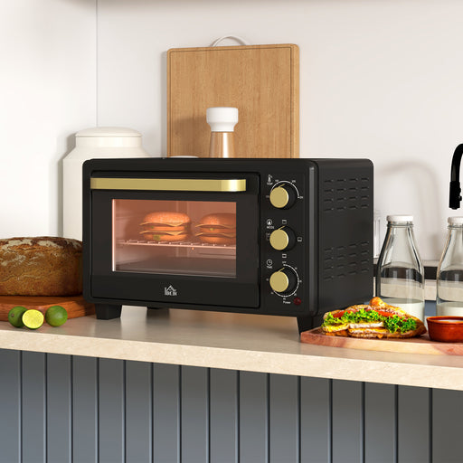 Mini Oven 16L Countertop Oven w/ Adjustable Temp Timer 1400W, Black