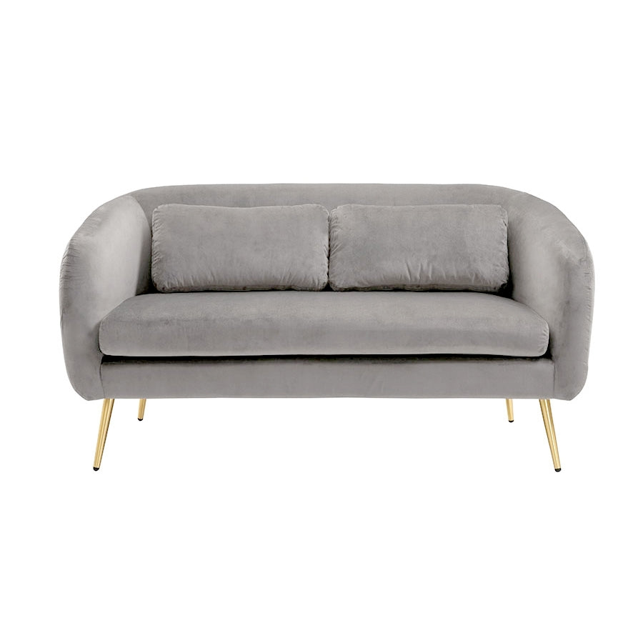 Roanna Two Seat Sofa - Dove Grey - Silver + Brass Legs