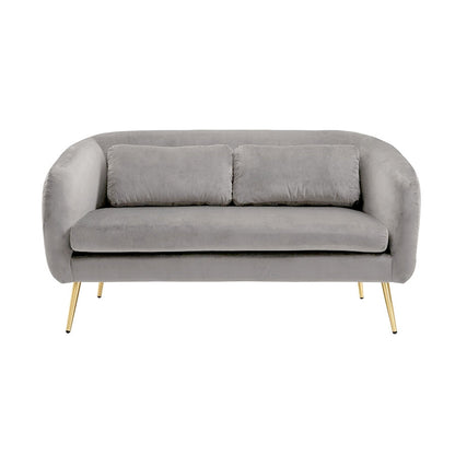 Roanna Two Seat Sofa - Dove Grey - Silver + Brass Legs