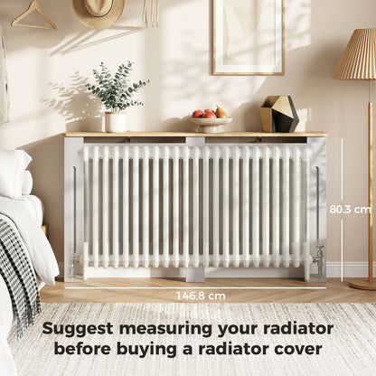 Radiator Cover Painted Slatted MDF Cabinet Lined Grill 152x19x81cm