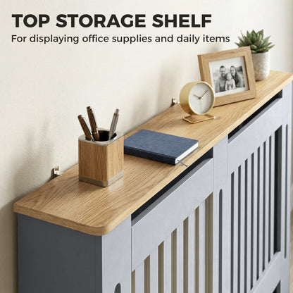 Radiator Cover Painted Slatted MDF Cabinet Lined Grill 152x19x81cm