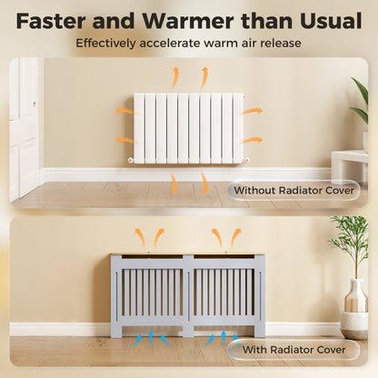 Radiator Cover Painted Slatted MDF Cabinet Lined Grill 152x19x81cm
