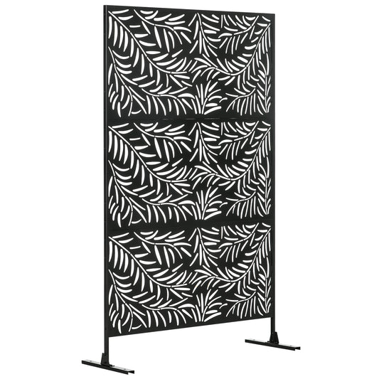 Outdoor Privacy Screen with Stand and Ground Stakes, 6.5FT Metal Outdoor Divider, Decorative Privacy Panel for Garden Willow Branch Style