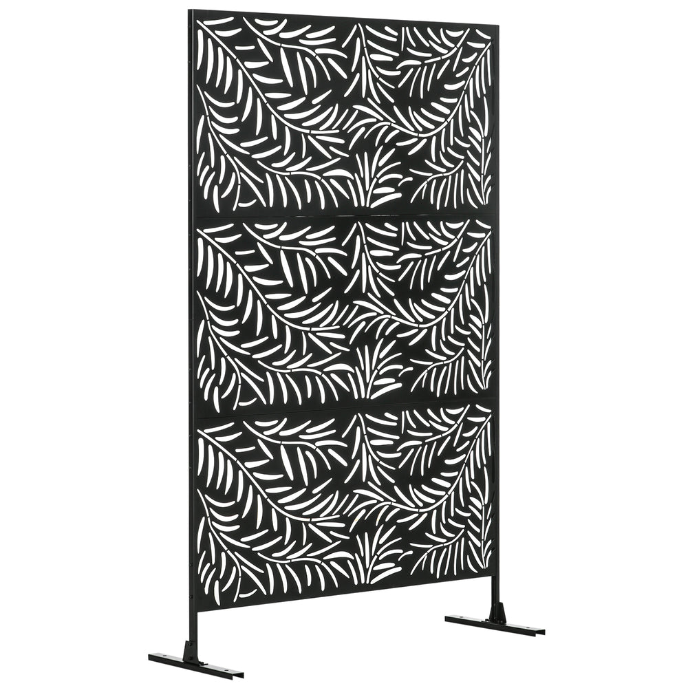 Outdoor Privacy Screen with Stand and Ground Stakes, 6.5FT Metal Outdoor Divider, Decorative Privacy Panel for Garden Willow Branch Style