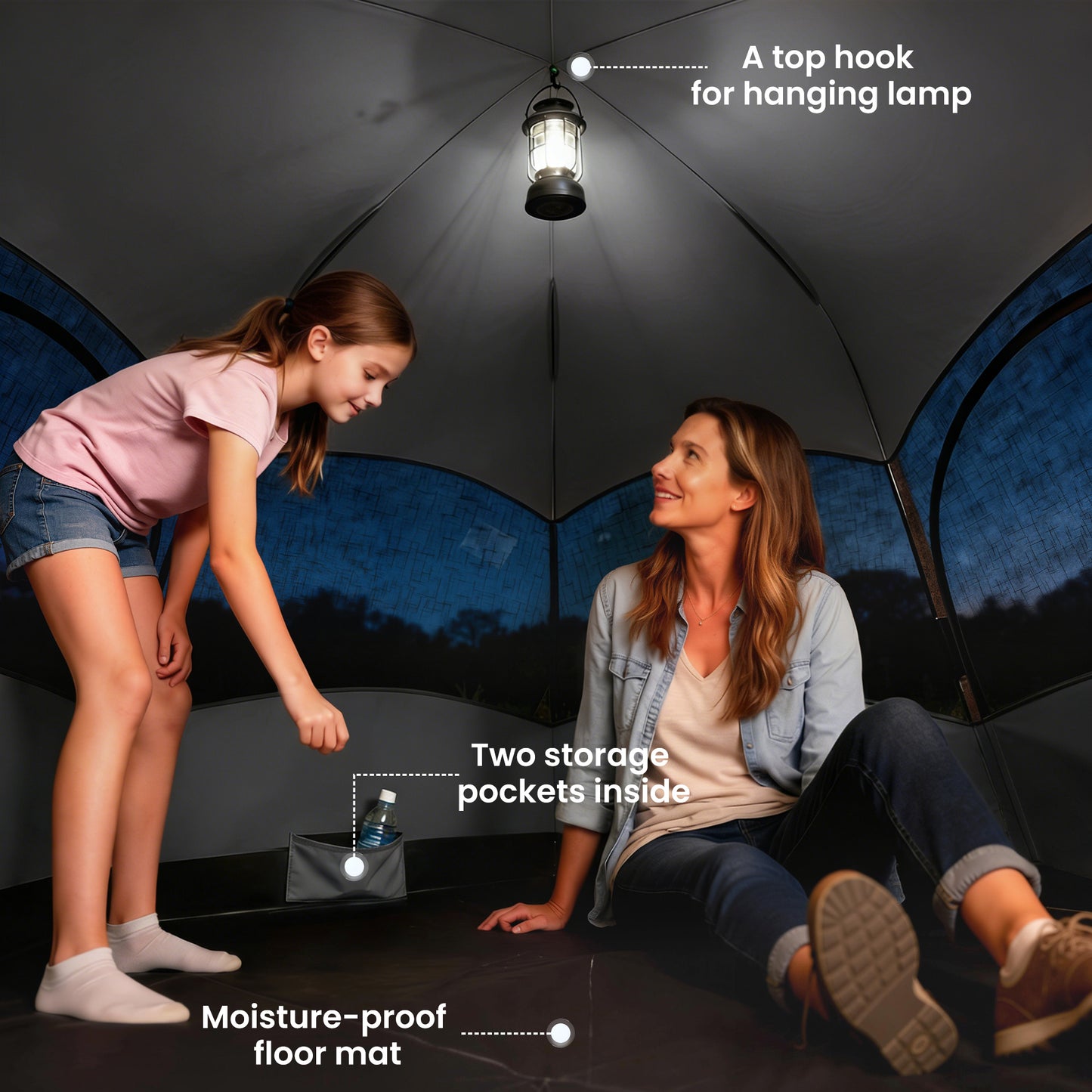 Double Layer Pop Up Tent with Rainfly, Portable Camping Shelter