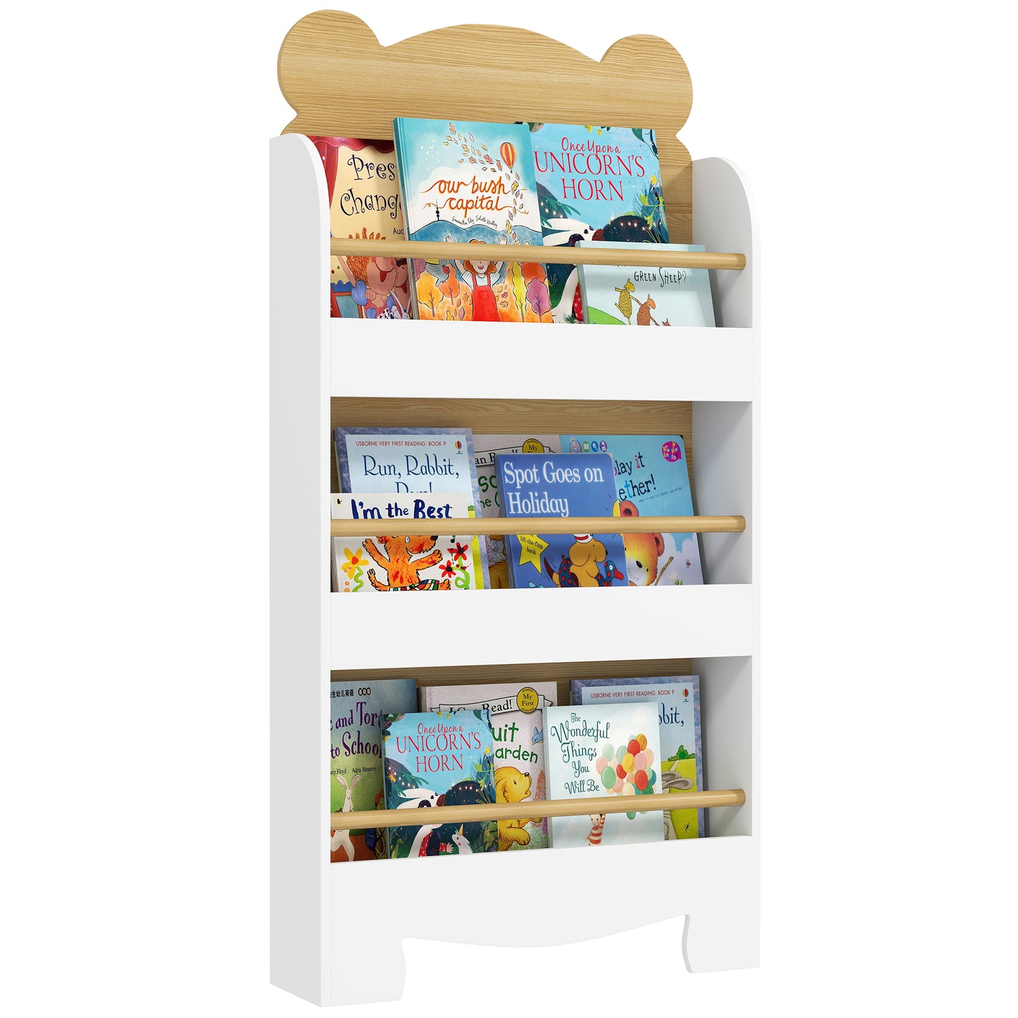 3 Tier Kids Bookshelf Bear Theme Children Bookcase