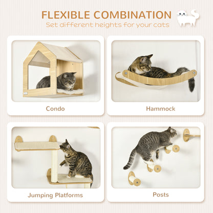 Cat Wall Furniture Condo Perches Scratch Posts Steps 8 Piece Beige