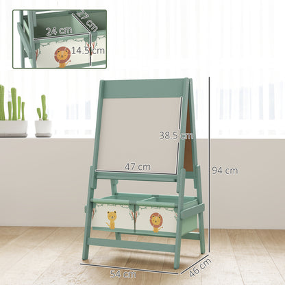3-in-1 Kids Easel, Double-Sided Art Easel with Paper Roll, Green
