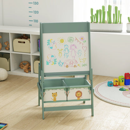 3-in-1 Kids Easel, Double-Sided Art Easel with Paper Roll, Green