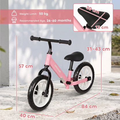 11.2" Balance Bike with Lighting Wheels for 2-5 Years, Pink