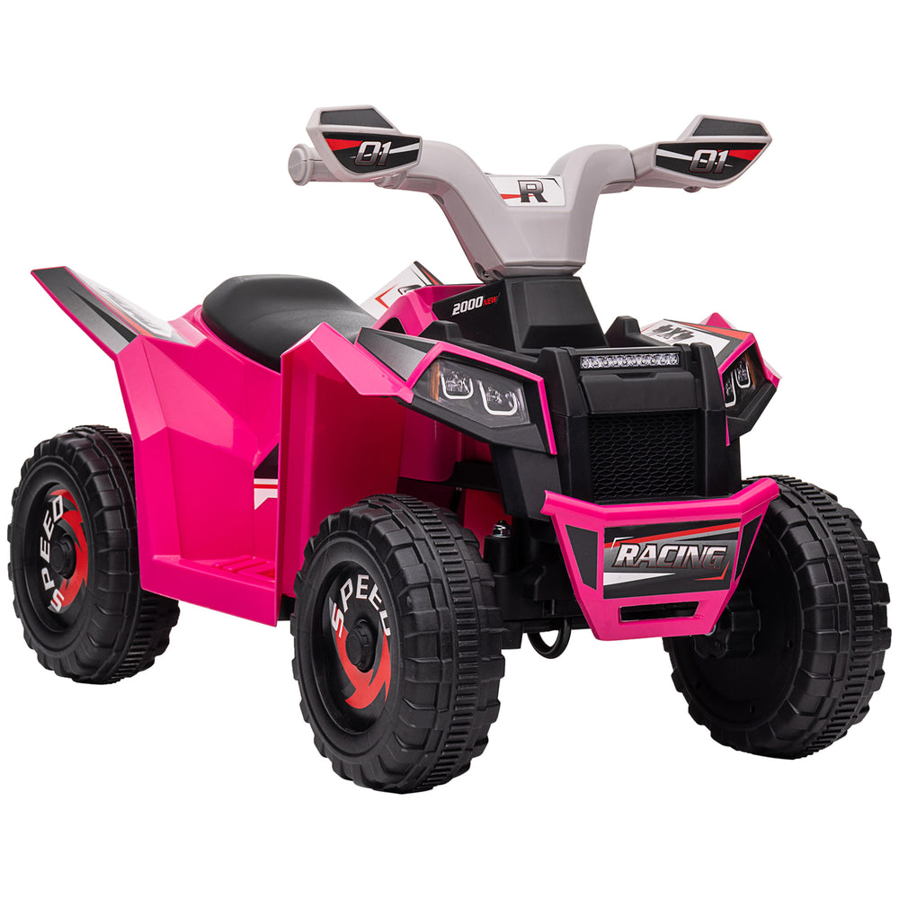 6V Quad Bike with Wear-Resistant Wheels, Forward Backward Function, for Ages 18-36 Months, Pink