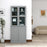 Modern Bookcase Display Storage Cabinet w/ Doors Adjustable Shelves