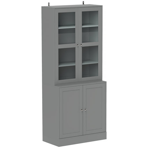 Modern Bookcase Display Storage Cabinet w/ Doors Adjustable Shelves