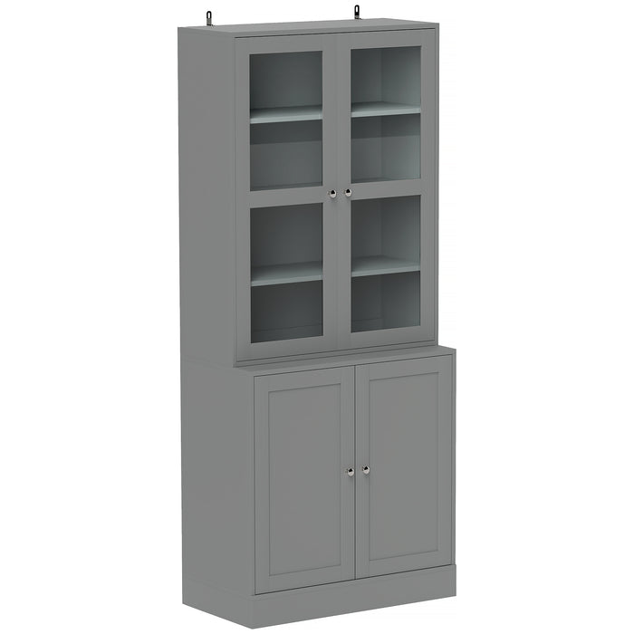 Modern Bookcase Display Storage Cabinet w/ Doors Adjustable Shelves