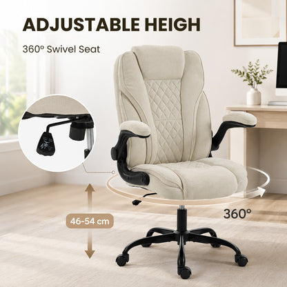 Office Chair, Computer Desk Chair with Flip-up Armrest, Beige