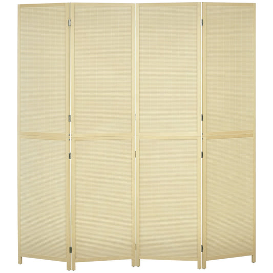 Freestanding Room Divider 4 Panel Folding Natural, 180 x 180cm