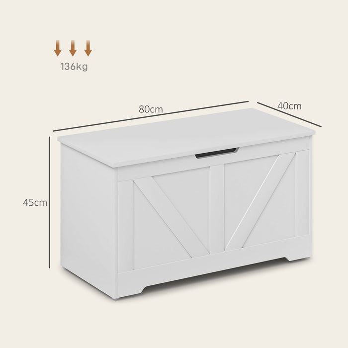 Storage Trunk for Living Room, with Safety Hinges, 80cm, White