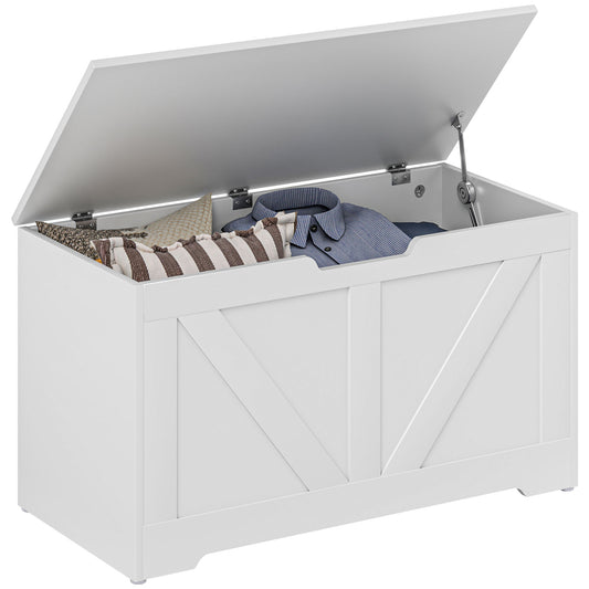 Storage Trunk for Living Room, with Safety Hinges, 80cm, White