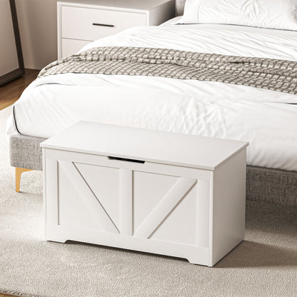 Storage Trunk for Living Room, with Safety Hinges, 80cm, White