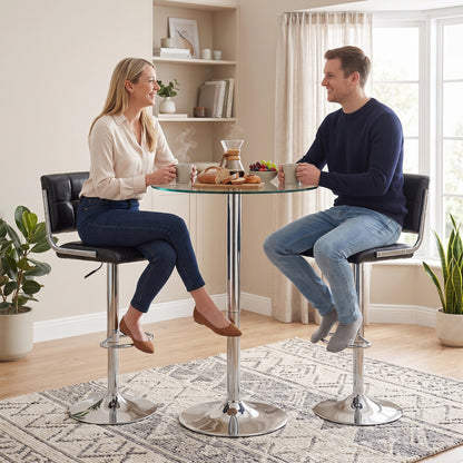 Adjustable Bar Stools Set of 2 with Backrest Black
