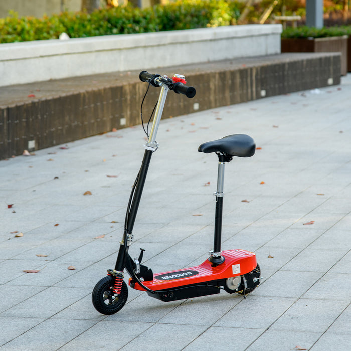 Steel Electric Scooter, Folding E-Scooter with Warning Bell, 15km/h Maximum Speed, for 4-14 Years Old, Red