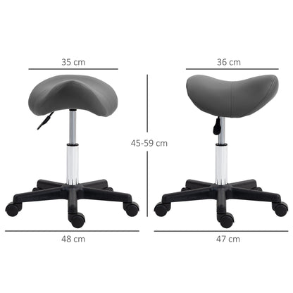 Saddle Stool Adjustable Rolling Salon Chair for Massage Spa Beauty Grey