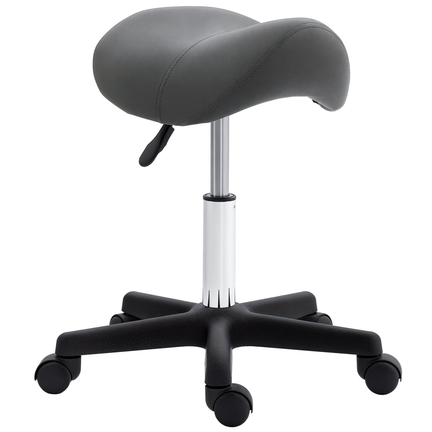 Saddle Stool Adjustable Rolling Salon Chair for Massage Spa Beauty Grey