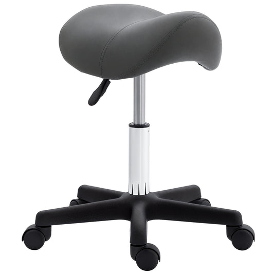 Saddle Stool Adjustable Rolling Salon Chair for Massage Spa Beauty Grey