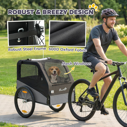 Dog Bike Trailer for Small & Medium Pets with 20" Rubber Wheels, Grey