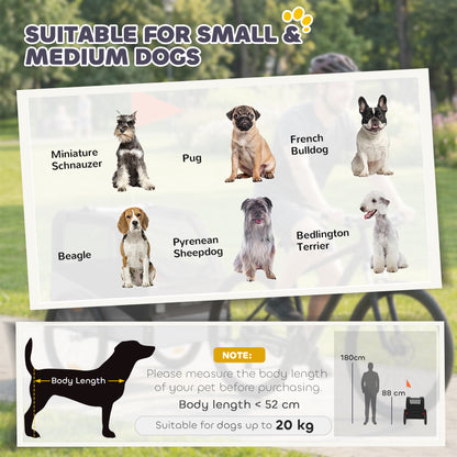 Dog Bike Trailer for Small & Medium Pets with 20" Rubber Wheels, Grey