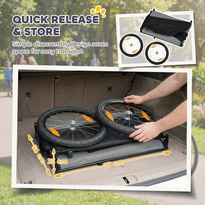 Dog Bike Trailer for Small & Medium Pets with 20" Rubber Wheels, Grey